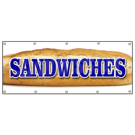 Signmission SANDWICHES BANNER SIGN bread restaurant deli coldcuts meats B-120 Sandwiches